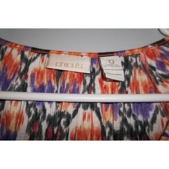 Chico’s 0 (S) Geometric Print Shirt Blouse Multi Color 3/4 Sleeves - Picture 4 of 5
